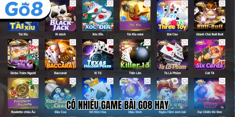 Có nhiều game bài Go8 hay